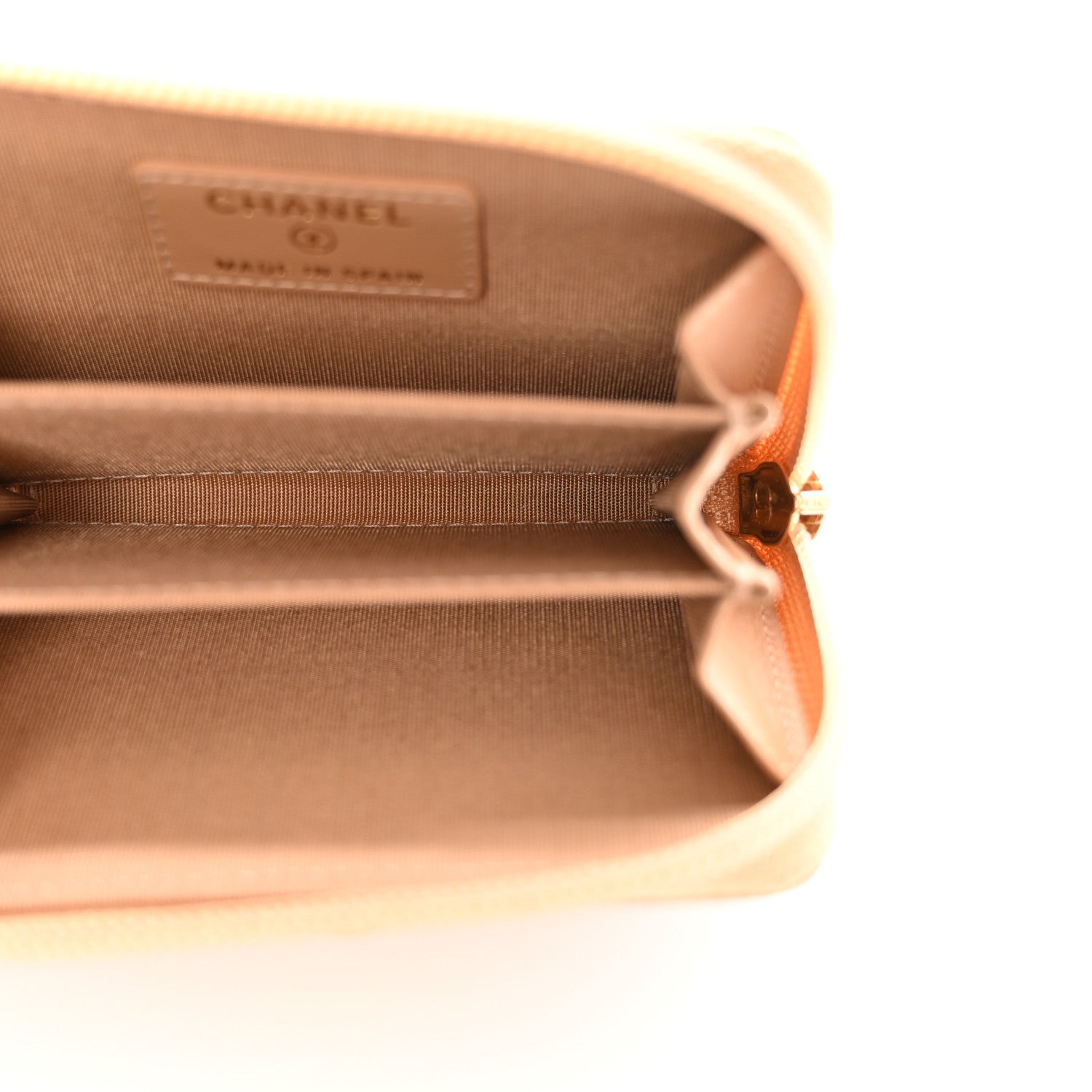 Chanel Caviar Quilted Boy Zip Around Coin Purse Wallet Beige 5 of 7