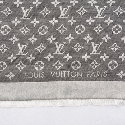 Louis Vuitton Wool Silk Monogram Denim Shawl Black 4 of 7