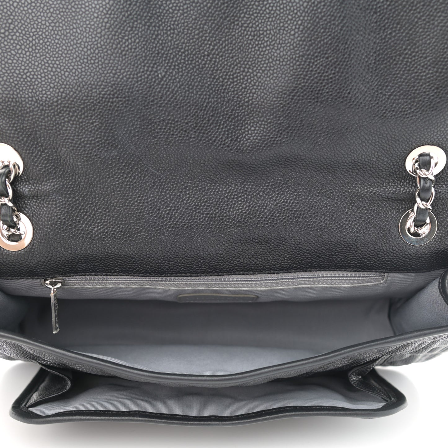 Caviar Quilted Large French Riviera Flap Black
