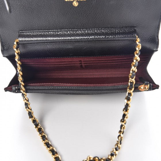 Caviar Quilted Wallet On Chain WOC Black