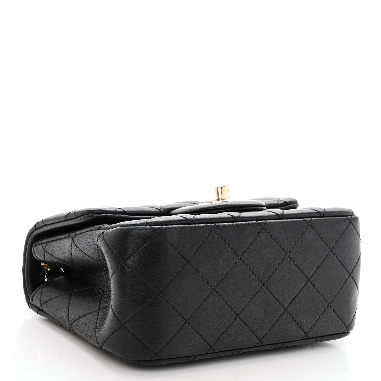 Lambskin Quilted Enamel Mini Pearl Crush Flap Black
