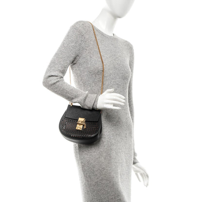 Chloe Calfskin Perforated Mini Drew Shoulder Bag Black 2 of 8