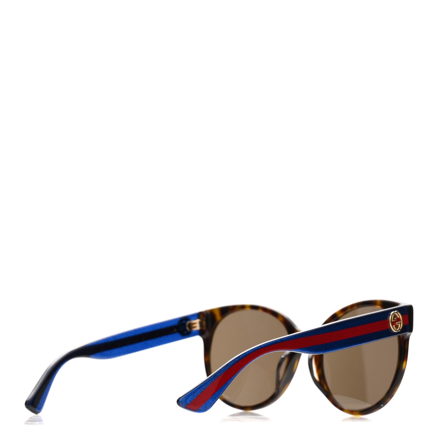 Gucci Round Eye GG Web Glitter GG0035SA Sunglasses Blue 4 of 8