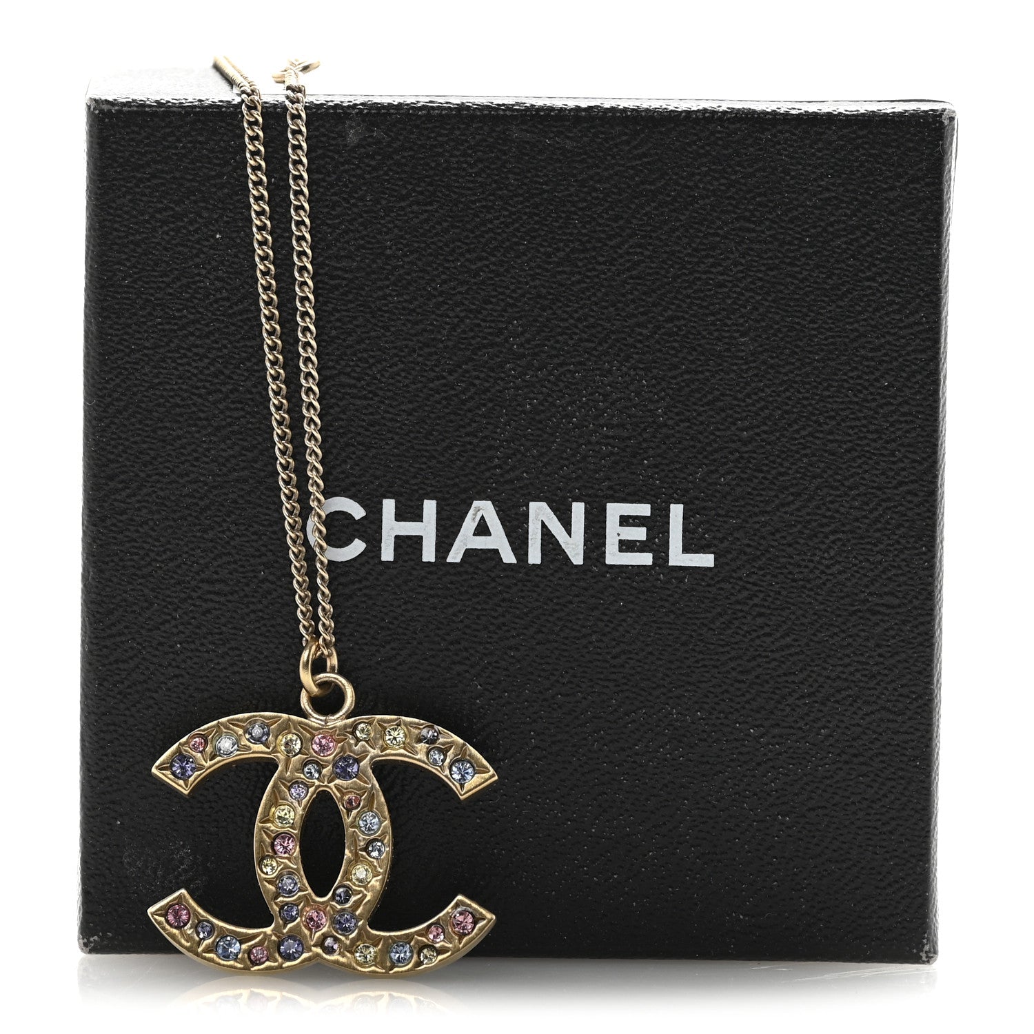 Chanel Crystal CC Necklace Light Gold Multicolor 7 of 7