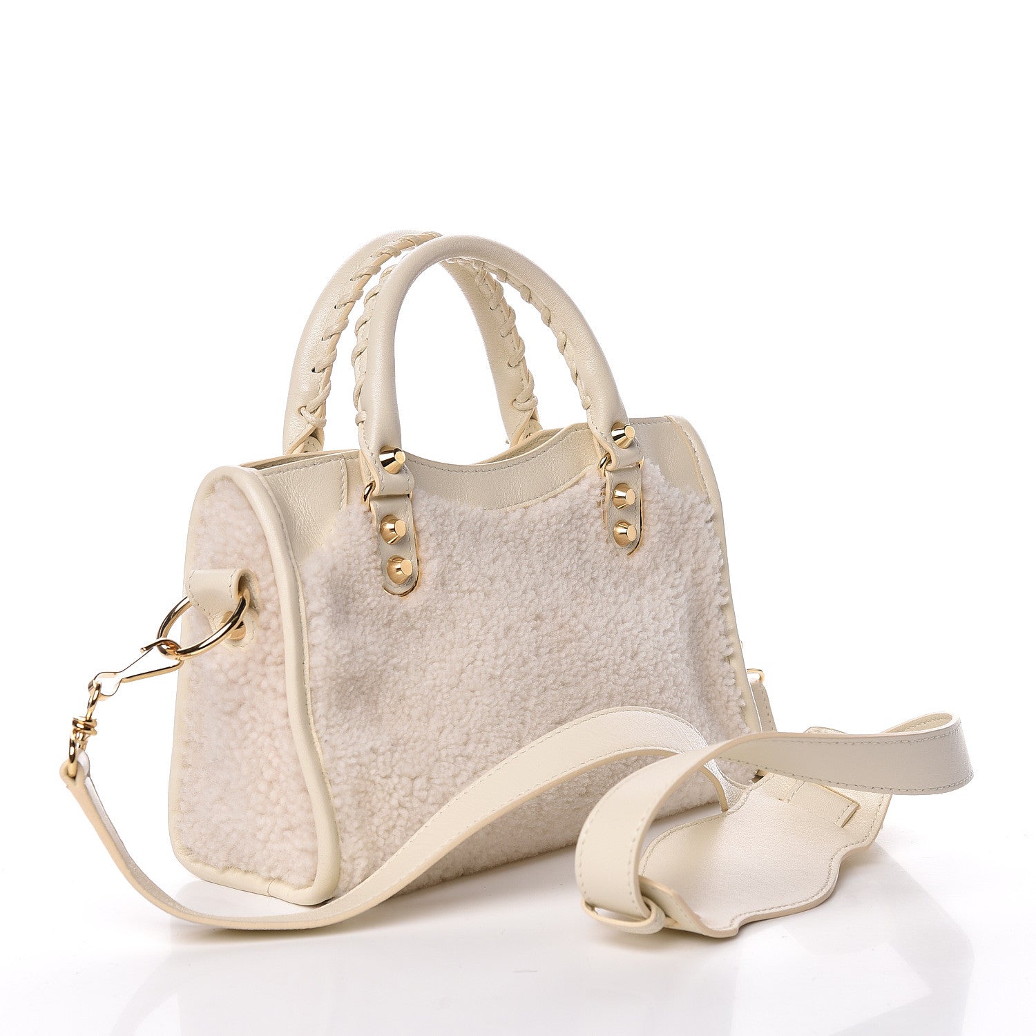 Balenciaga Shearling Nappa Gold Metallic Edge Hardware Mini City Cream 3 of 11