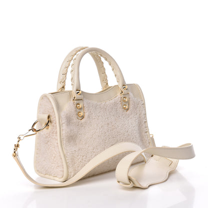 Balenciaga Shearling Nappa Gold Metallic Edge Hardware Mini City Cream 3 of 11