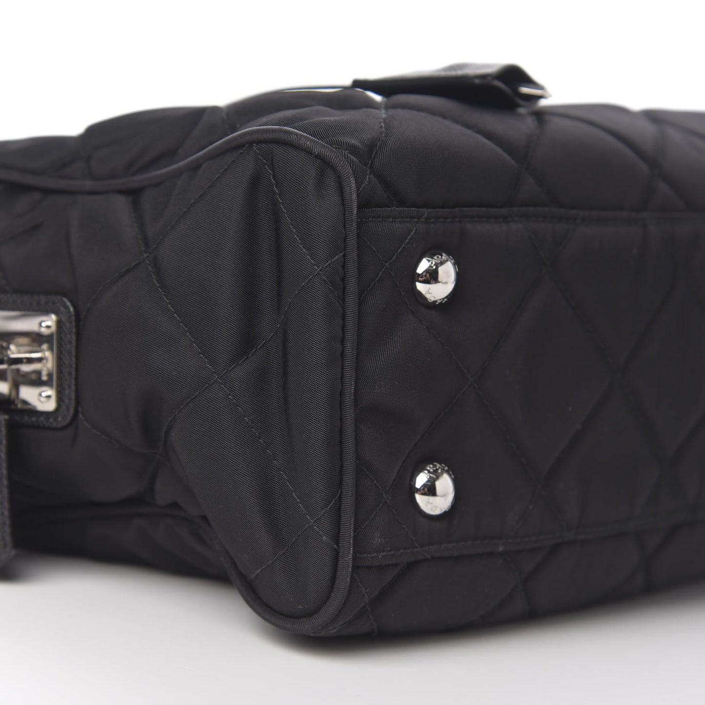 Nylon Tessuto Impuntu Quilted Shoulder Bag Black