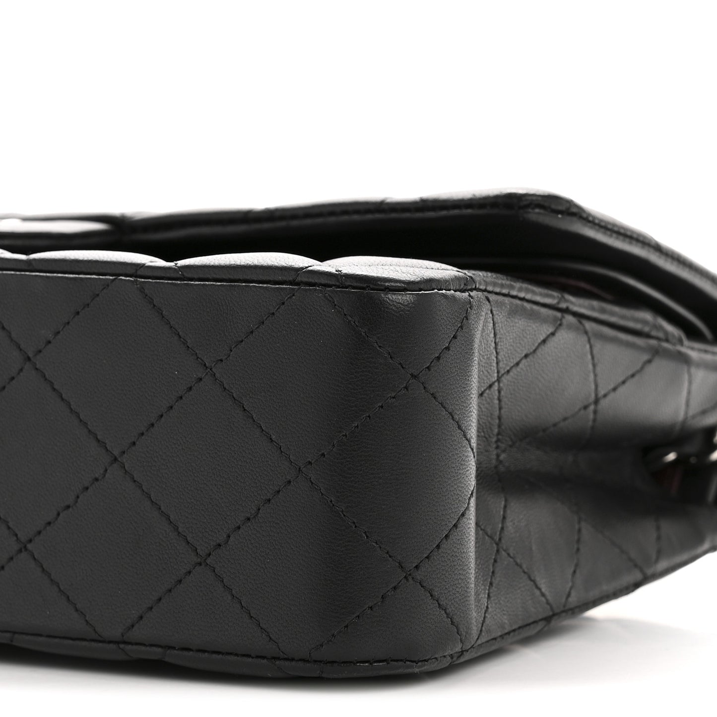 Lambskin Quilted Medium Double Flap Black