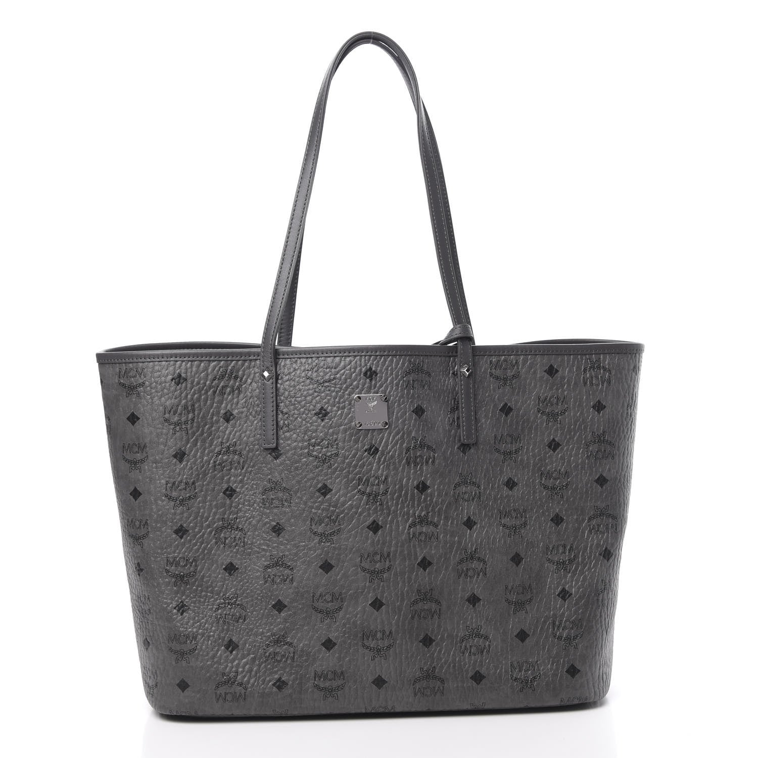 MCM Visetos Medium Liz Reversible Shopper Tote Phantom Grey 2 of 12