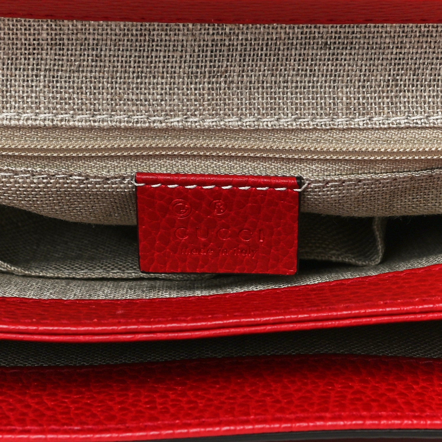 Gucci Dollar Calfskin Medium Interlocking G Top Handle Shoulder Bag Red 6 of 18
