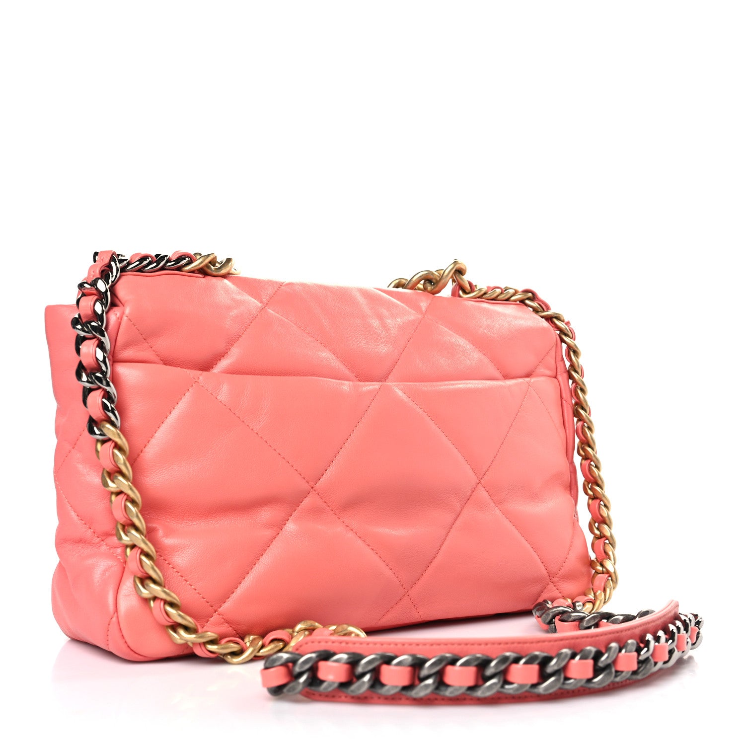 Chanel Goatskin Quilted Large Chanel 19 Flap Coral 3 of 9