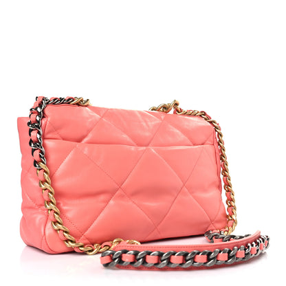 Chanel Goatskin Quilted Large Chanel 19 Flap Coral 3 of 9