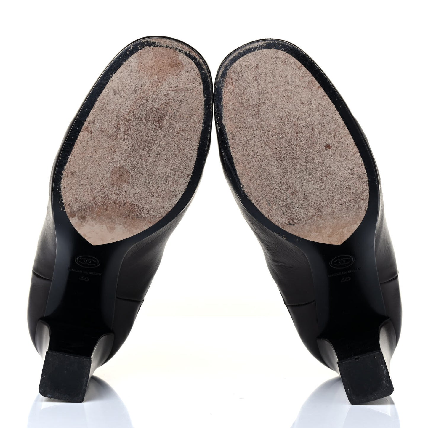 Calfskin CC Turnlock Ankle Boots 40 Brown