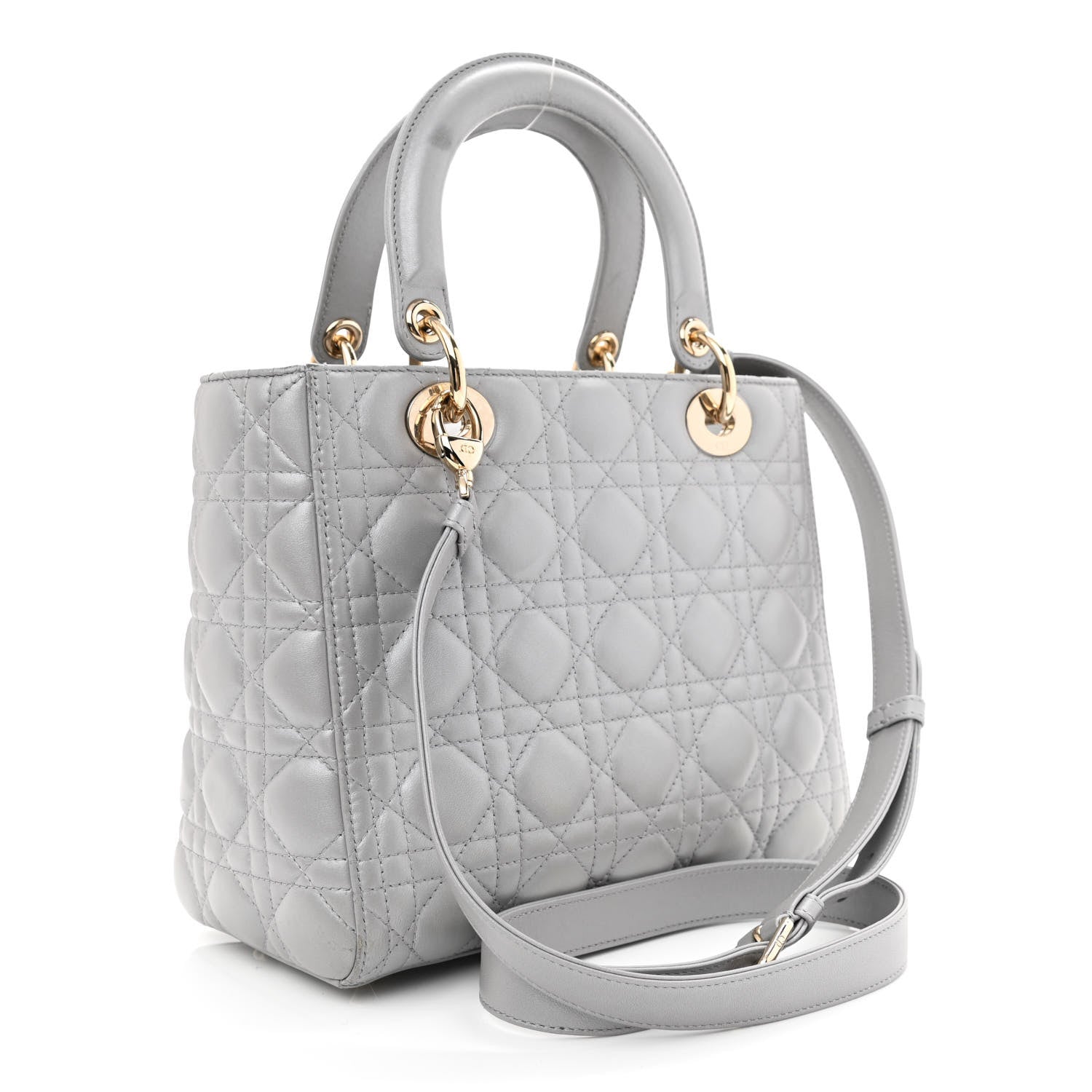 Christian Dior Lambskin Cannage Medium Lady Dior Grey 2 of 11