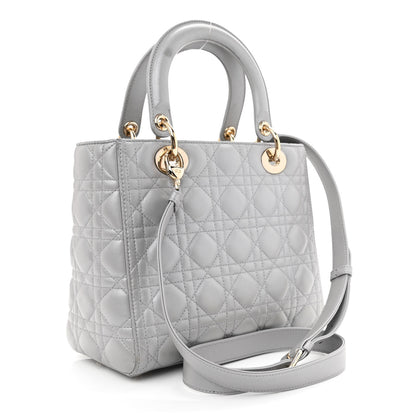 Christian Dior Lambskin Cannage Medium Lady Dior Grey 2 of 11