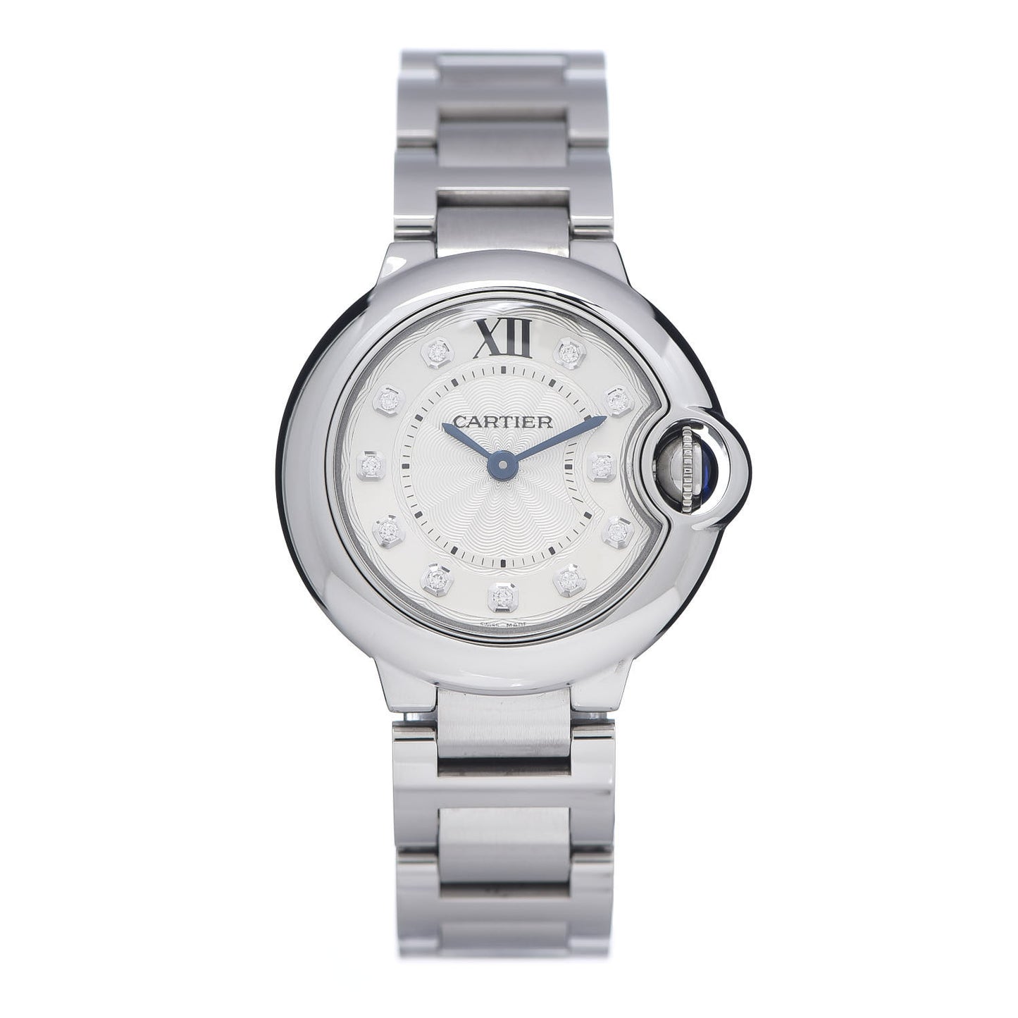 Stainless Steel Diamond 28mm Ballon Bleu De Cartier Quartz Watch