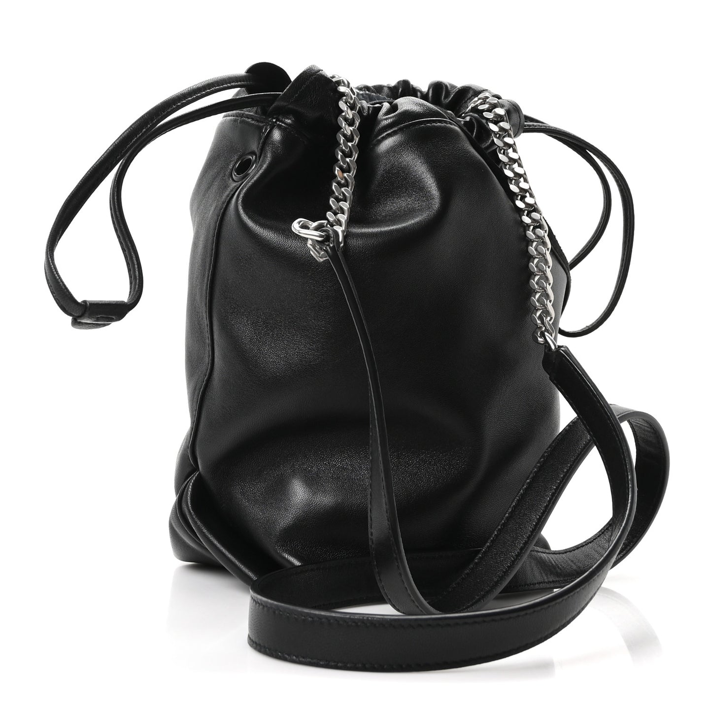Lambskin Small Teddy Bucket Bag Black