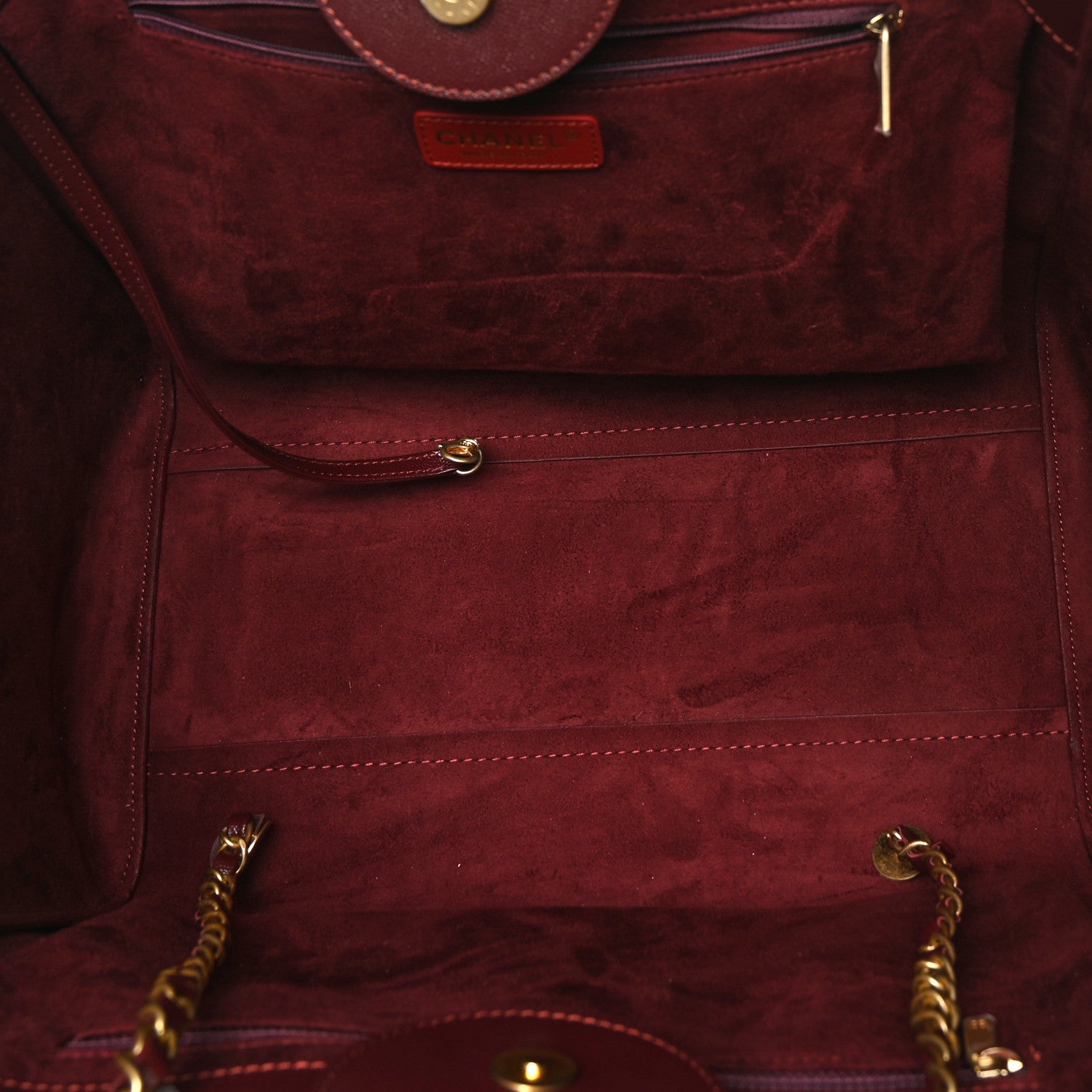 Chanel Caviar Medium Studded Deauville Tote Burgundy 5 of 8