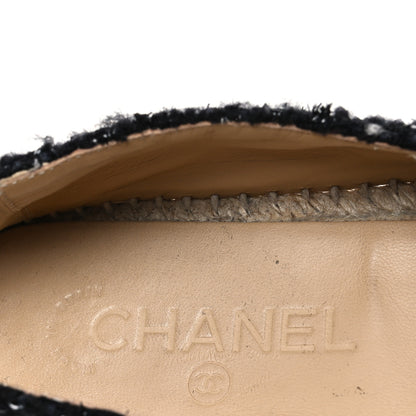 Chanel Metallic Lambskin Tweed CC Espadrilles 37 Black Silver 9 of 11