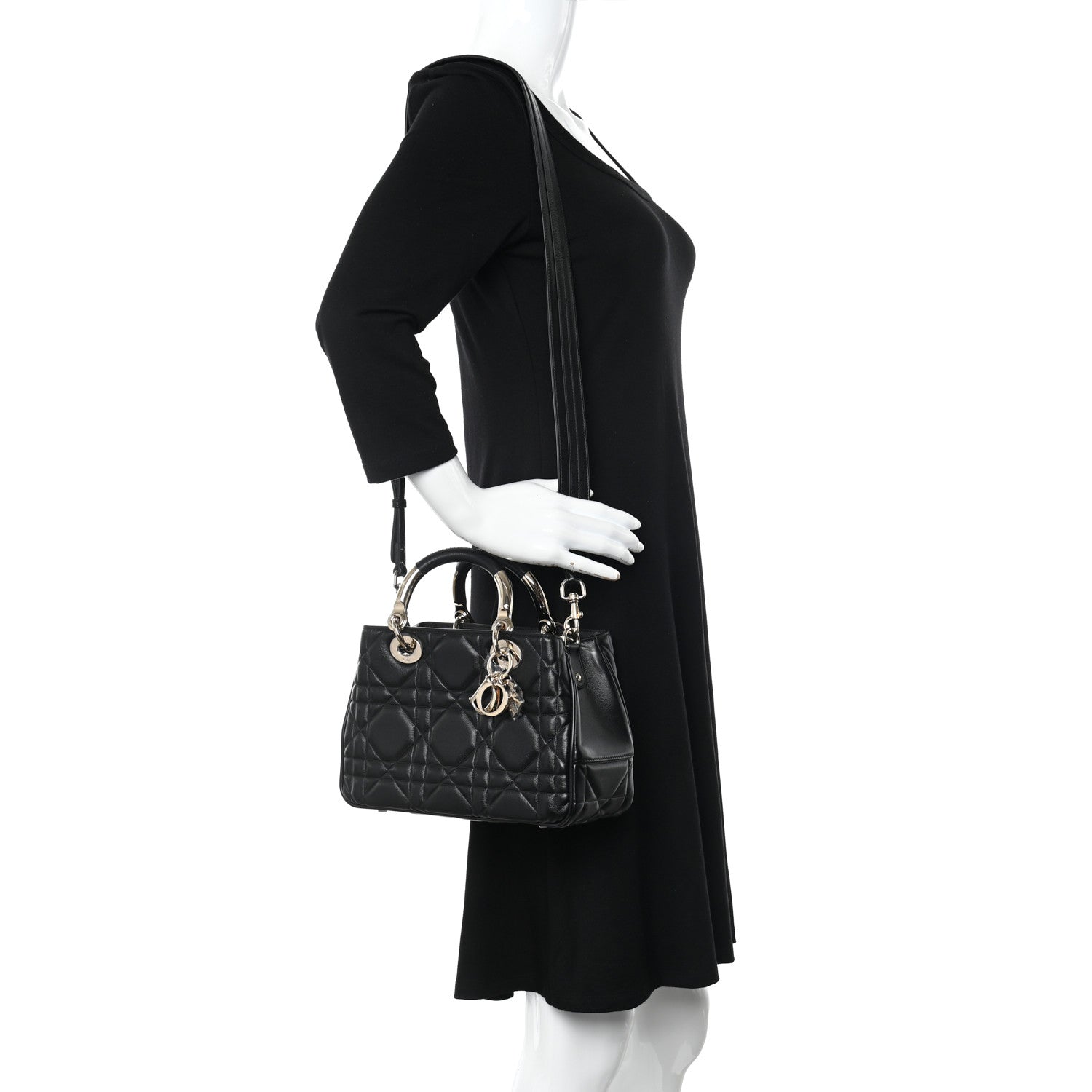 Christian Dior Calfskin Cannage Small The Lady 95.22 Black 2 of 8