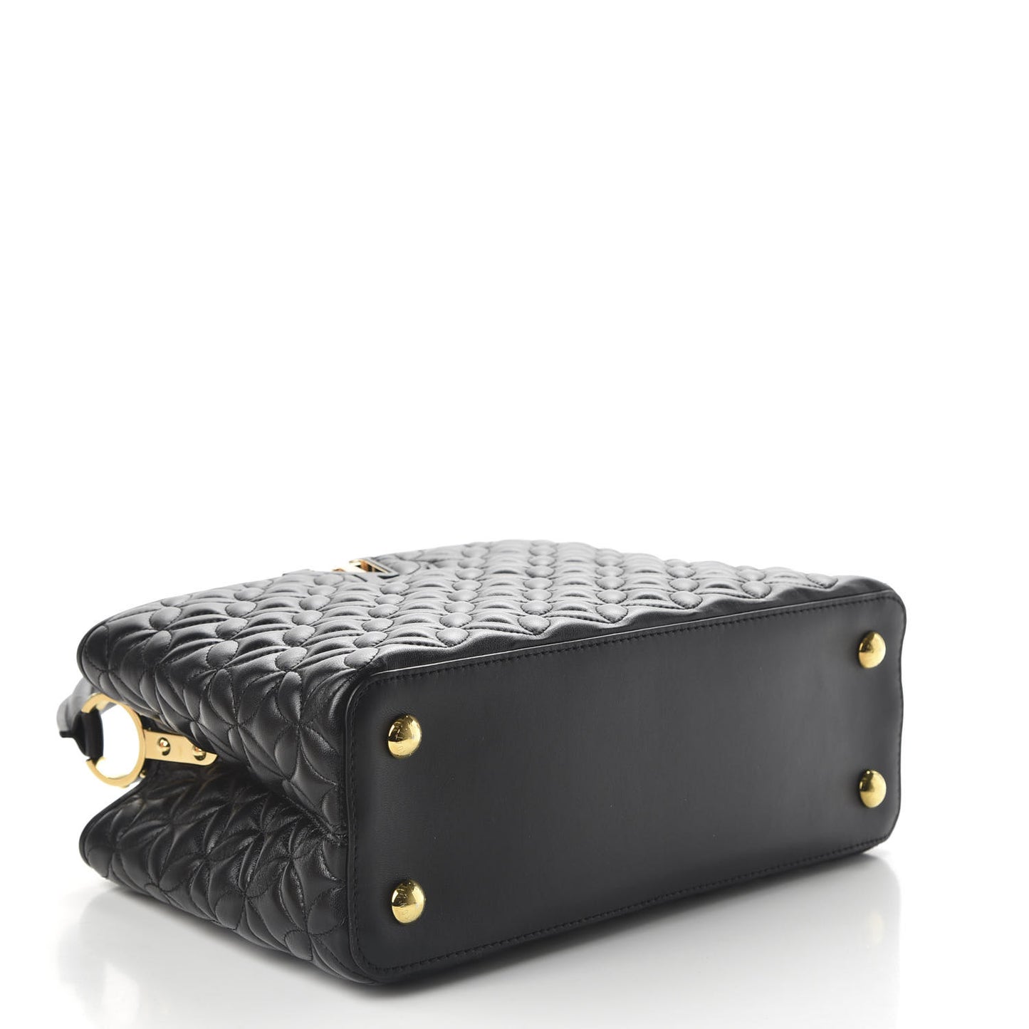 Lambskin Quilted Flower Capucines PM Black