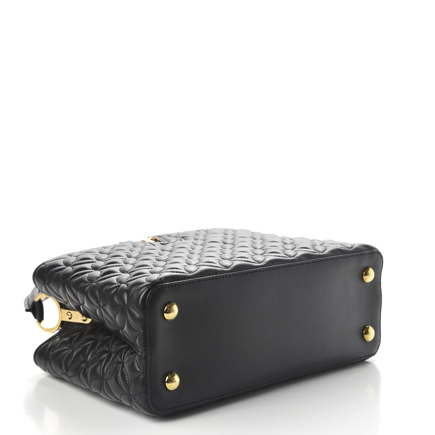 Louis Vuitton Lambskin Quilted Flower Capucines PM Black 4 of 10