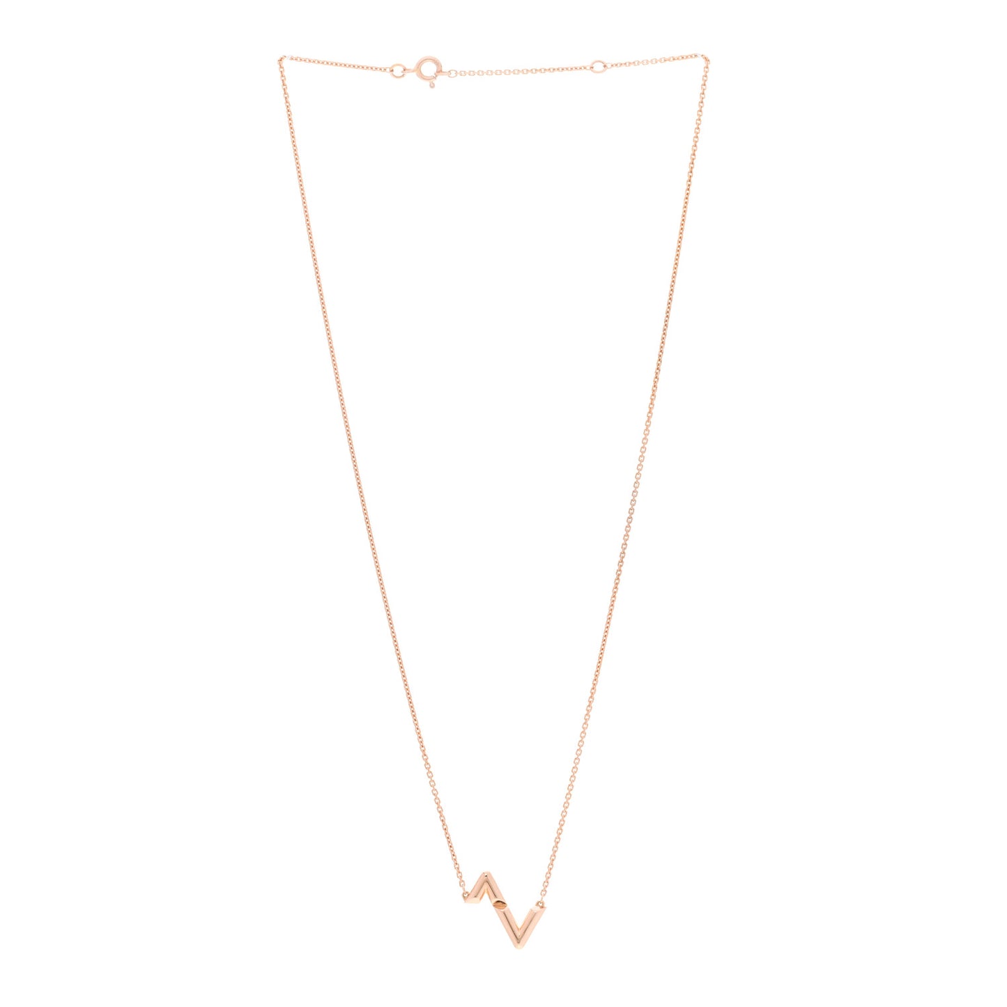 18K Pink Gold LV Volt Upside Down Pendant Necklace