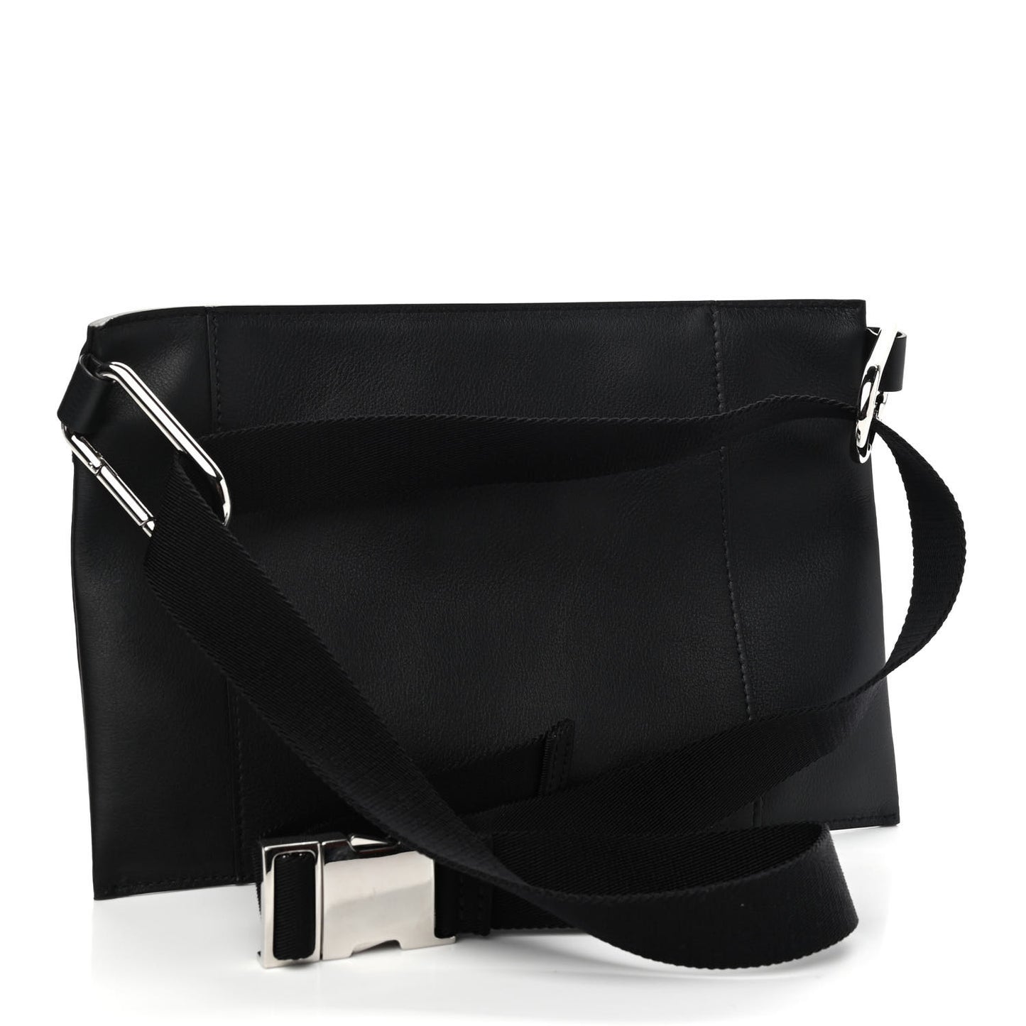 Calfskin Logo Belt Bag Black White