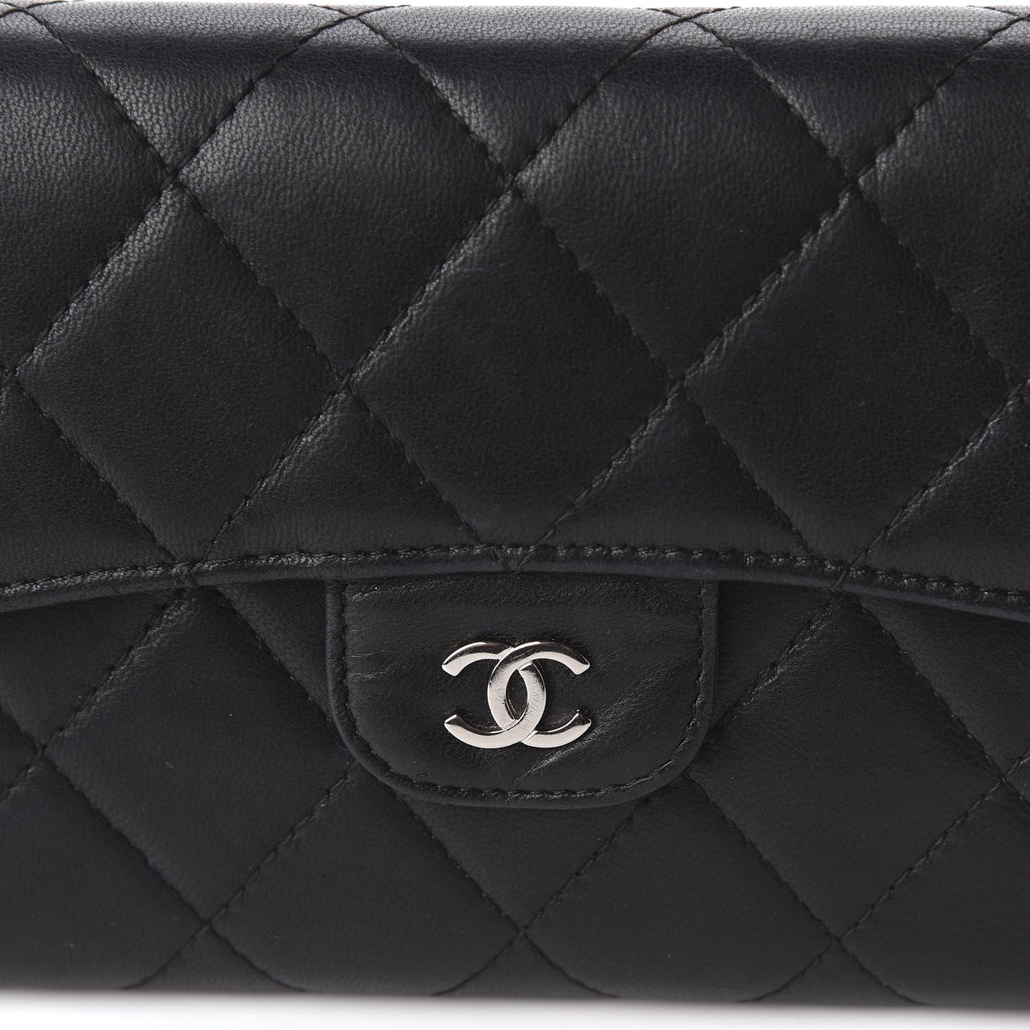 Chanel Lambskin Quilted Large Flap Wallet Black 10 of 11