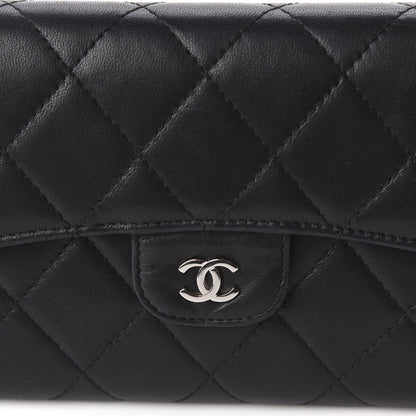 Chanel Lambskin Quilted Large Flap Wallet Black 10 of 11