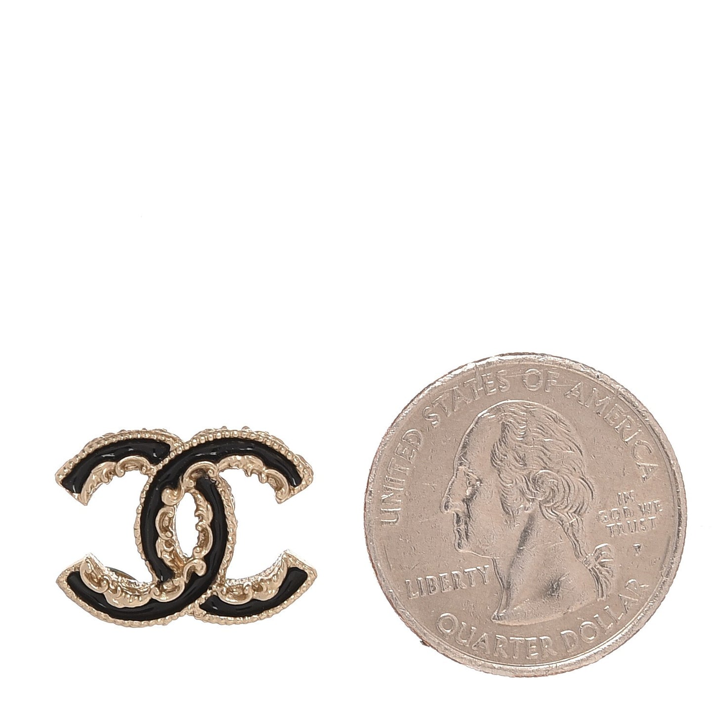Enamel CC Baroque Earrings Black Gold