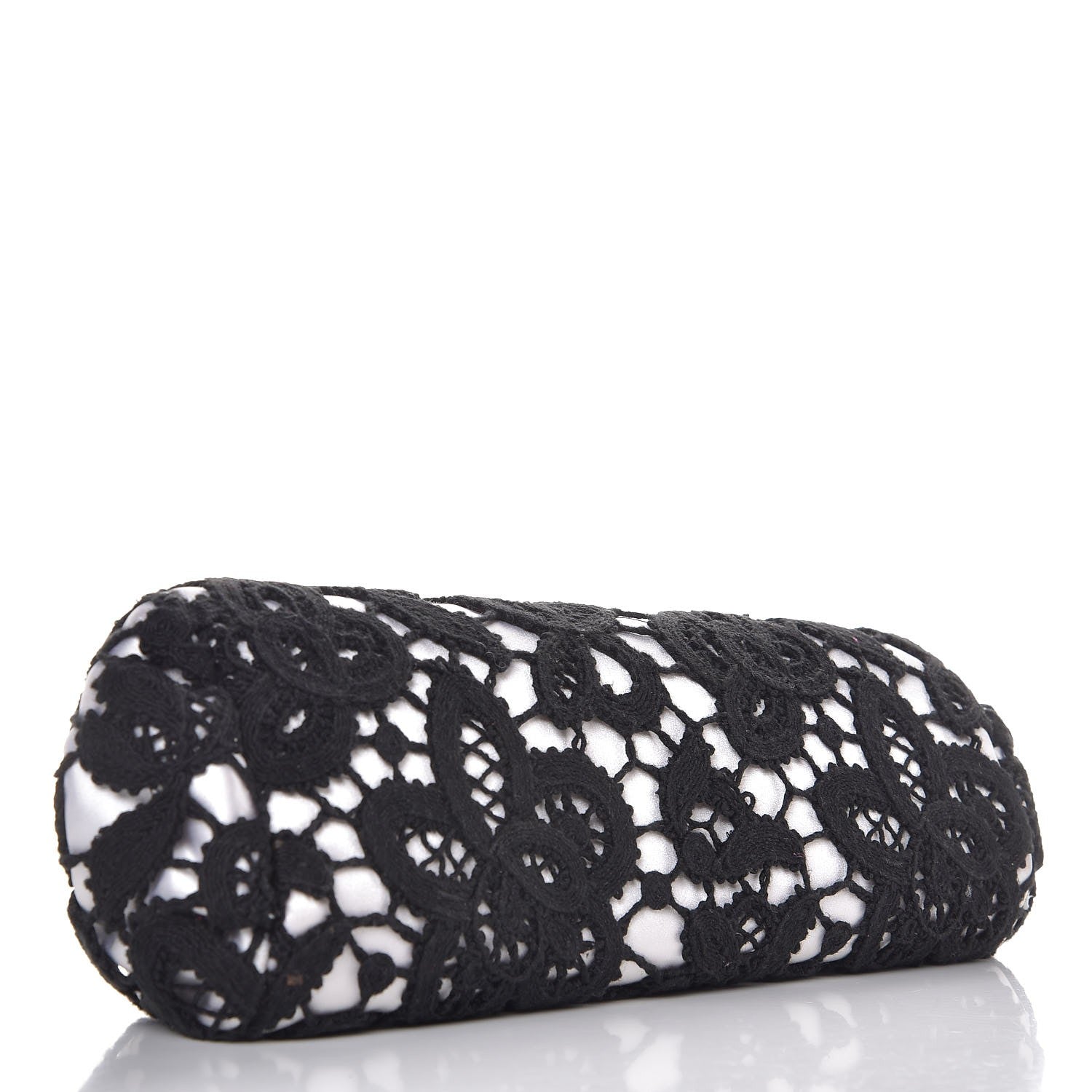 Chanel Lace Timeless Perfume Bottle Top Clutch Black White 4 of 8