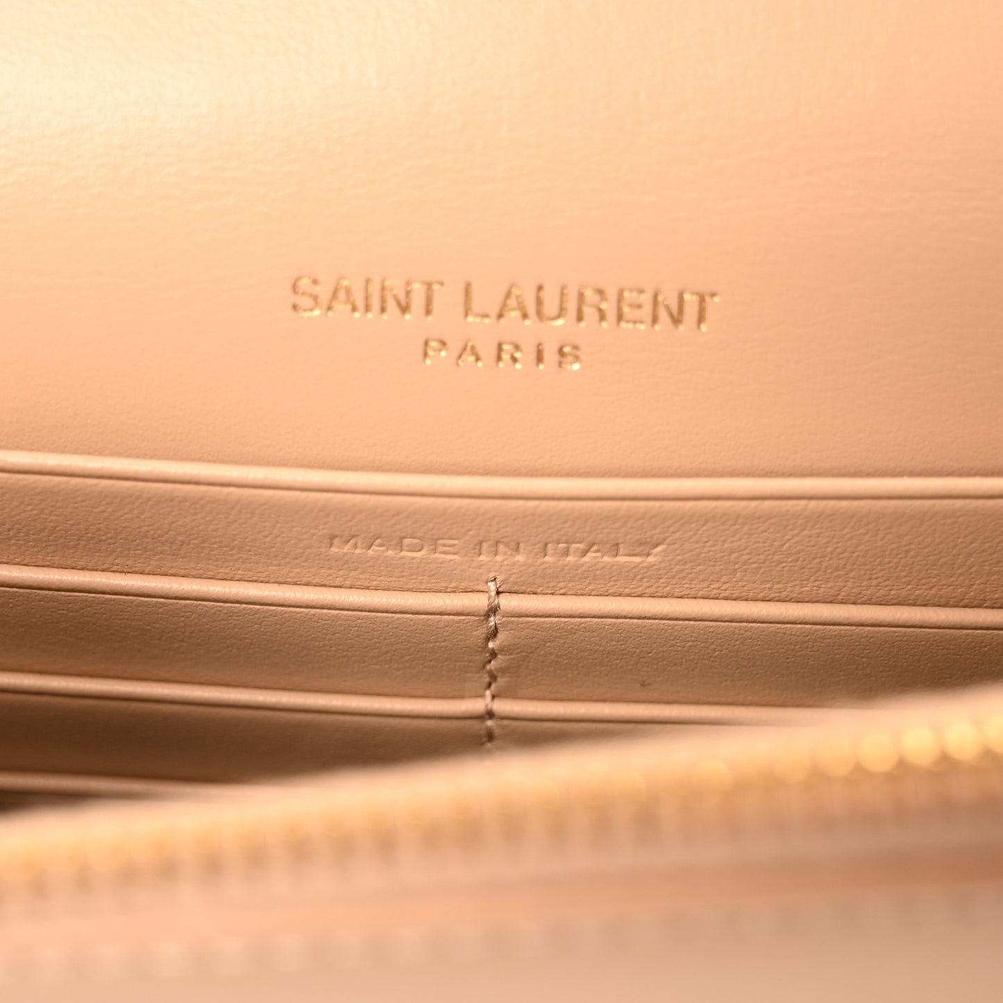 Patent Monogram Classic Kate Tassel Chain Wallet Dark Beige