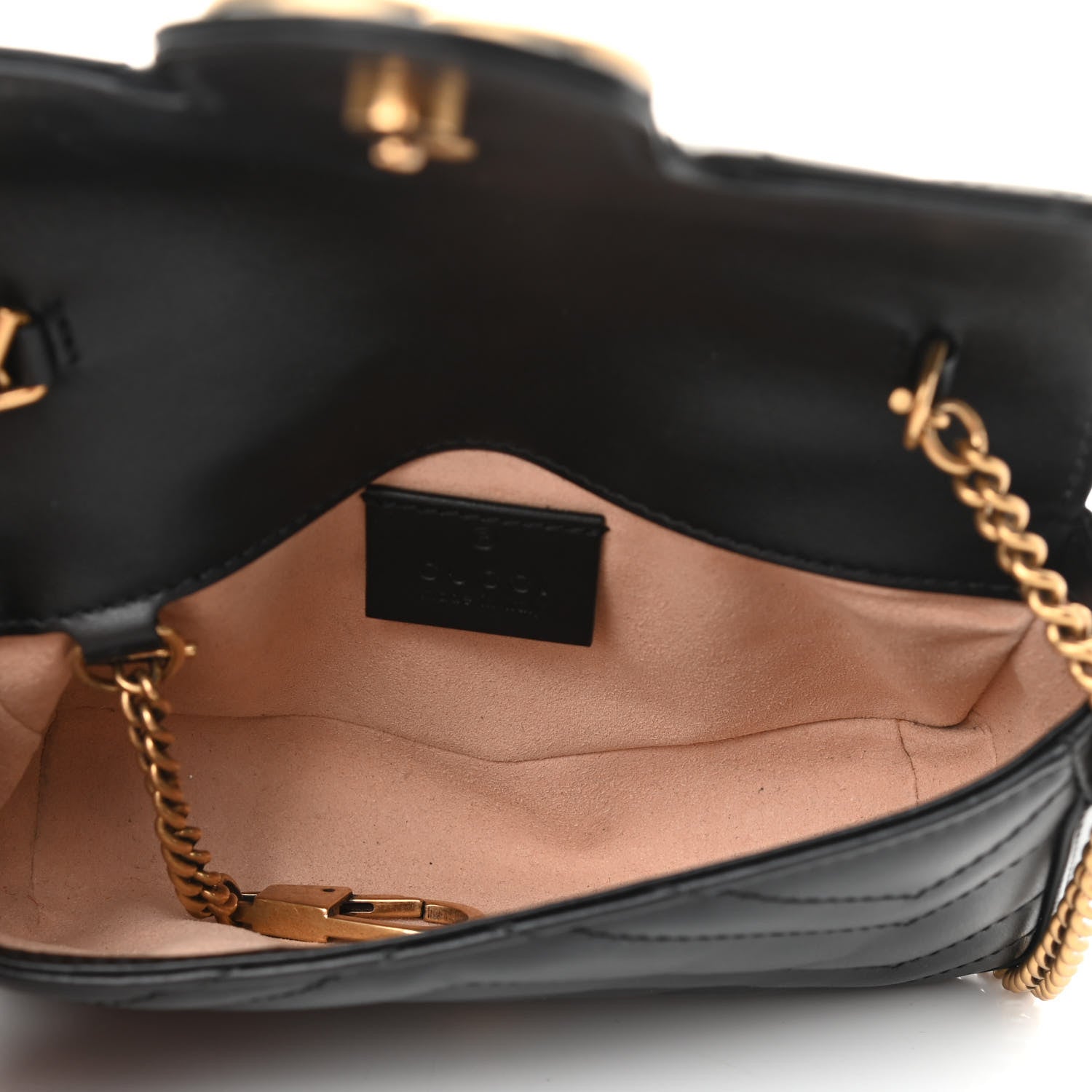 Gucci Calfskin Matelasse Super Mini GG Marmont Shoulder Bag Black 5 of 11