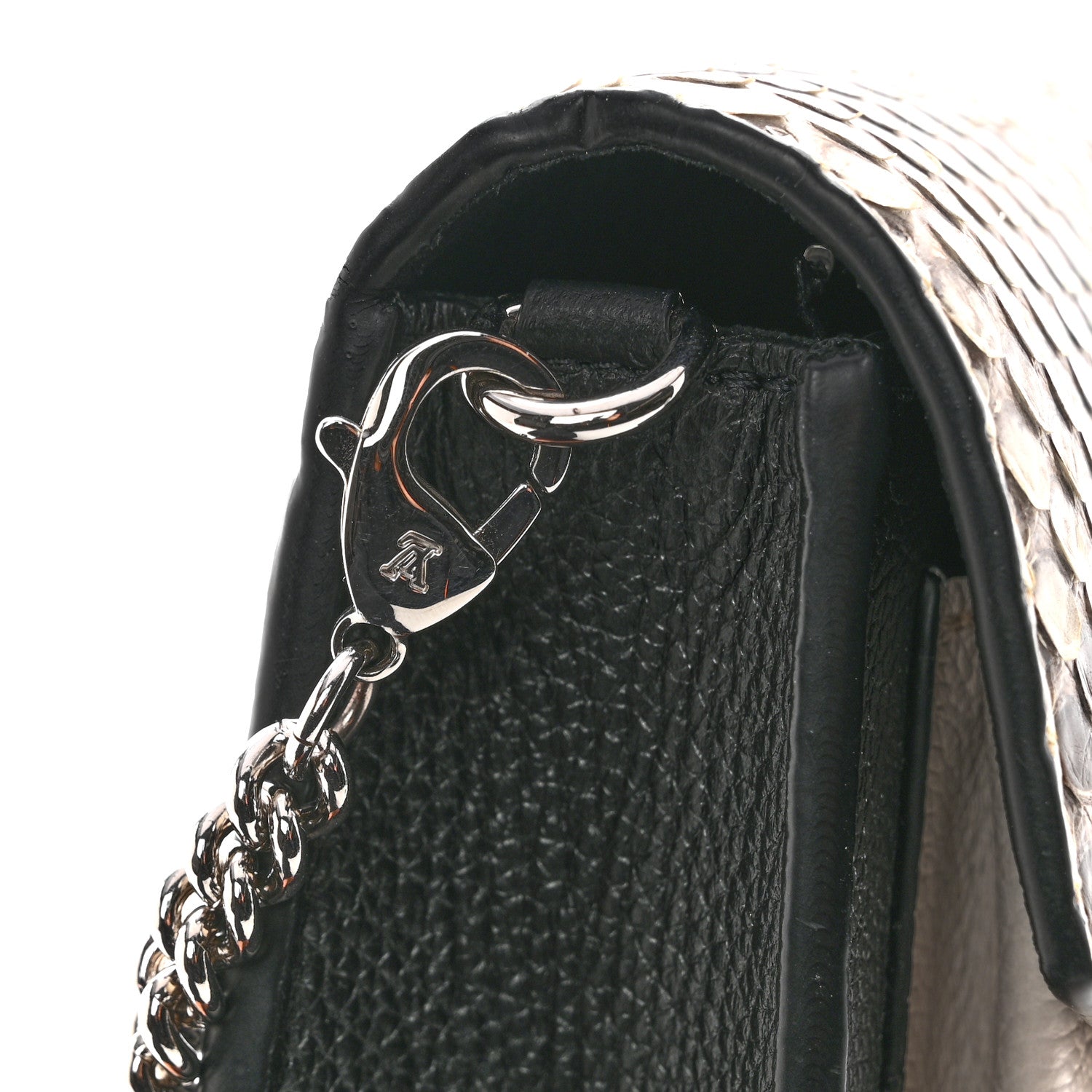 Louis Vuitton Soft Calfskin Snakeskin My Lockme Chain Bag Pochette Black 11 of 13