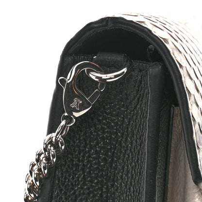 Louis Vuitton Soft Calfskin Snakeskin My Lockme Chain Bag Pochette Black 11 of 13