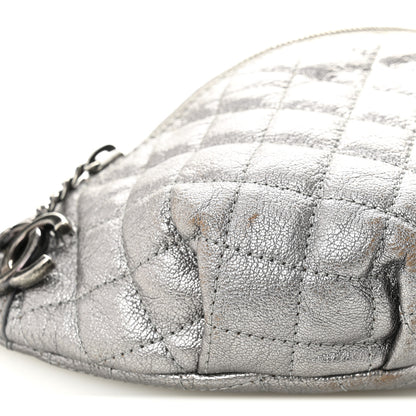 Chanel Metallic Calfskin Quilted Banane Waist Bag Fanny Pack Dark Silver 8 of 12