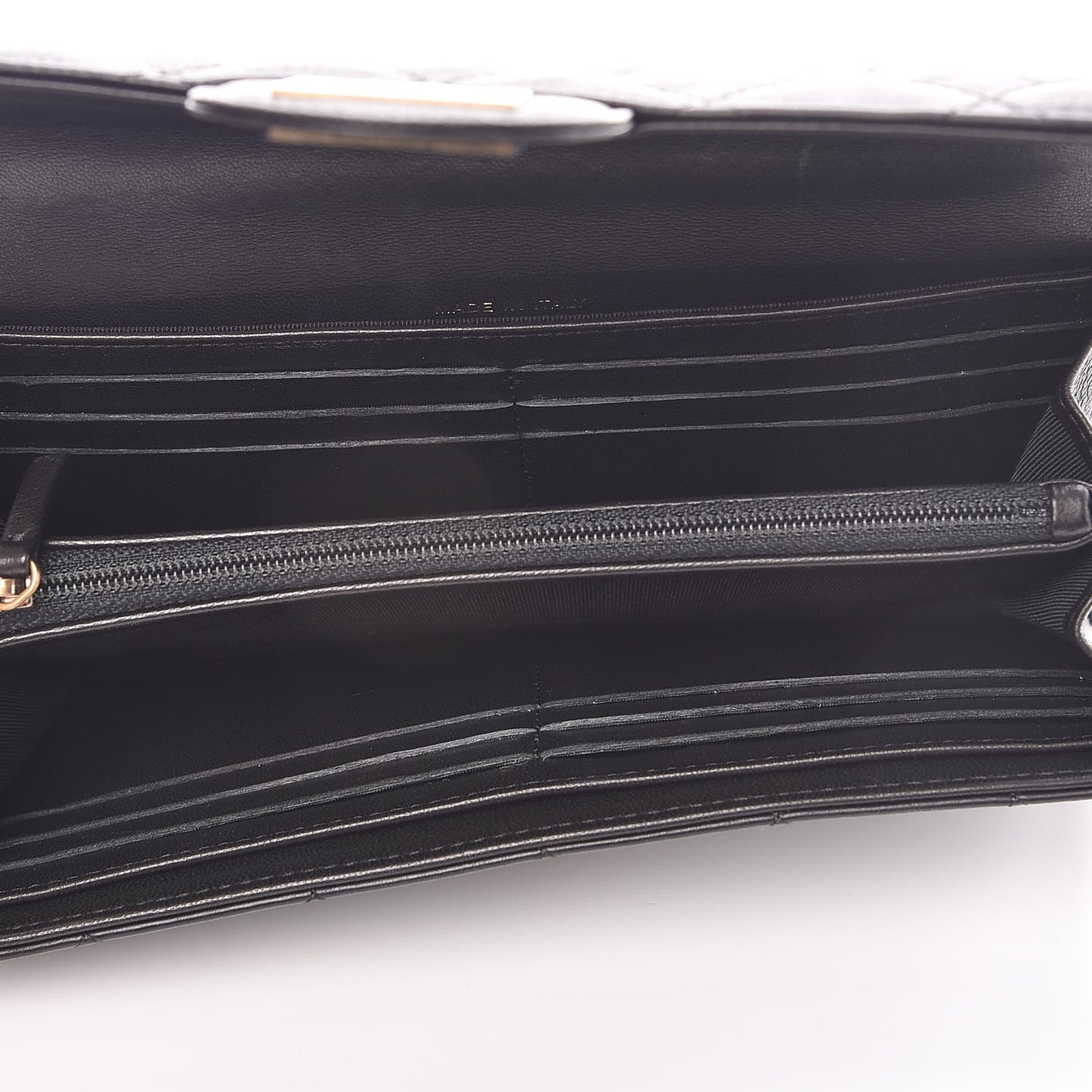 Crumpled Calfskin Quilted Large Reissue Gusset Flap Wallet Black