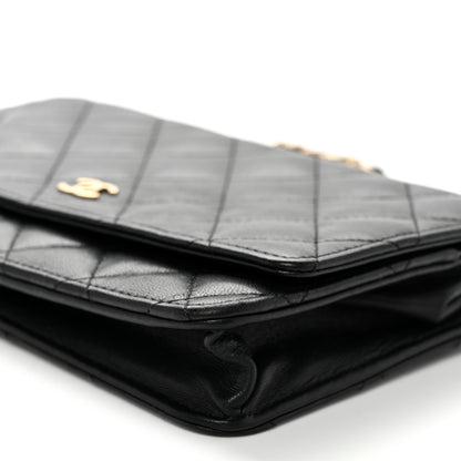 Chanel Lambskin Quilted Wallet On Chain WOC Black 11 of 13