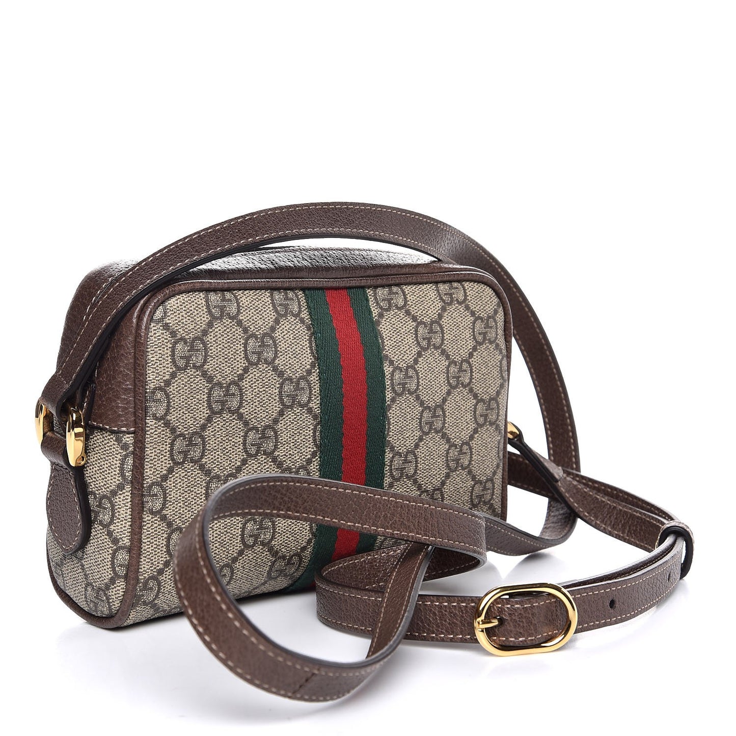 GG Supreme Monogram Web Mini Ophidia Shoulder Bag Brown