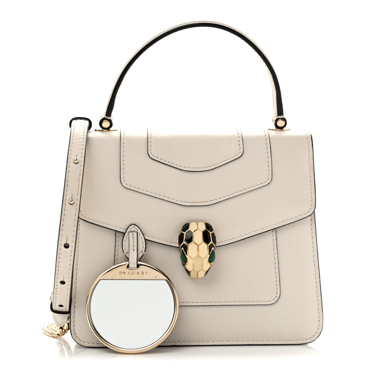 Bulgari Calfskin Serpenti Forever Top Handle White 3 of 14