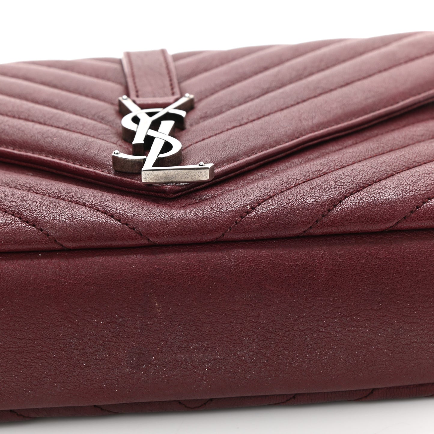 Sheepskin Matelasse Chevron Monogram Medium College Bag Rouge Legion