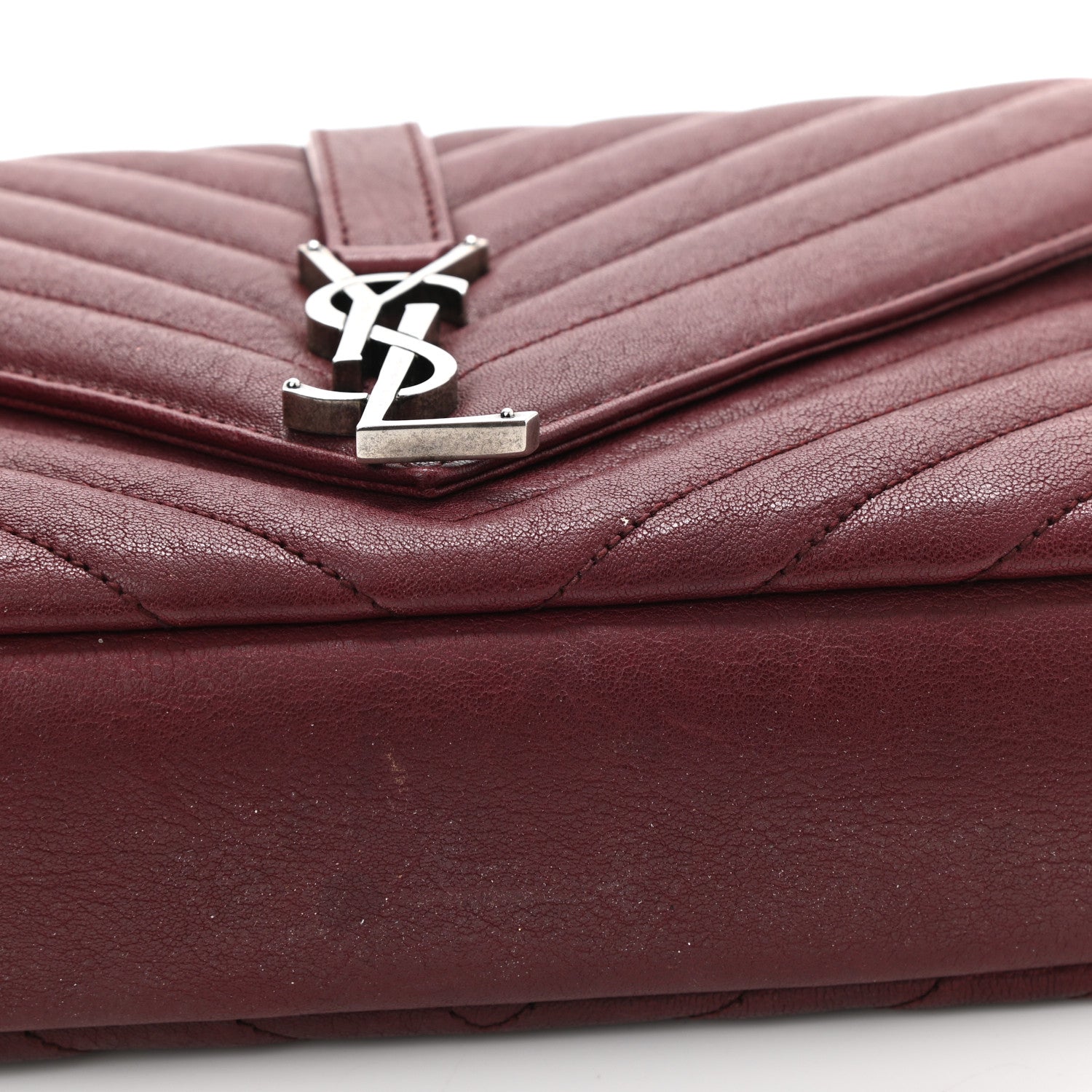 Saint Laurent Sheepskin Matelasse Chevron Monogram Medium College Bag Rouge Legion 13 of 13