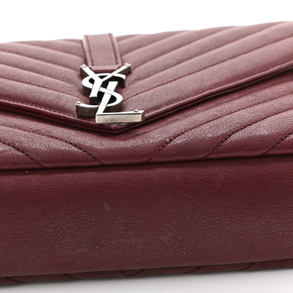 Saint Laurent Sheepskin Matelasse Chevron Monogram Medium College Bag Rouge Legion 13 of 13