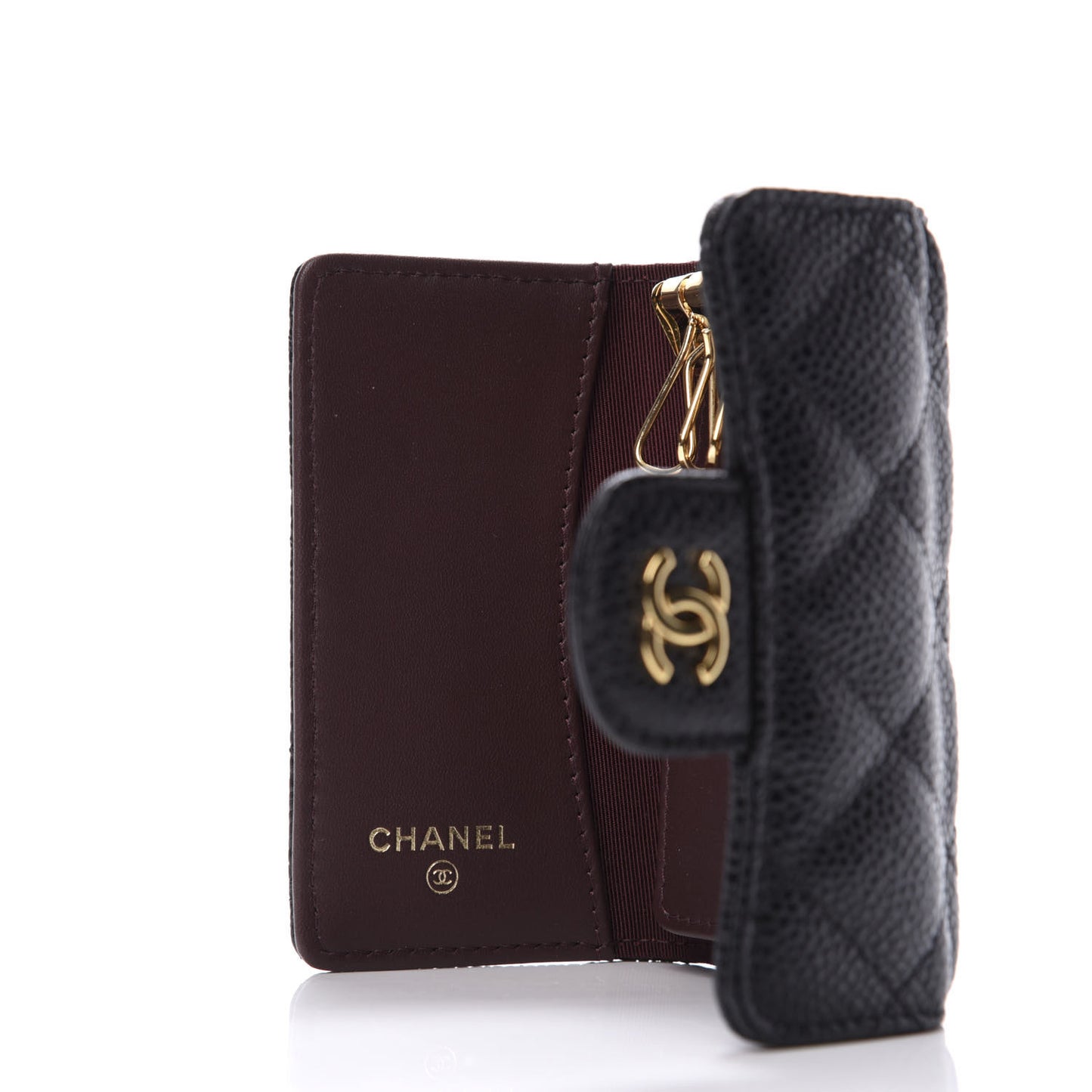 Caviar Quilted 6 Key Holder Black