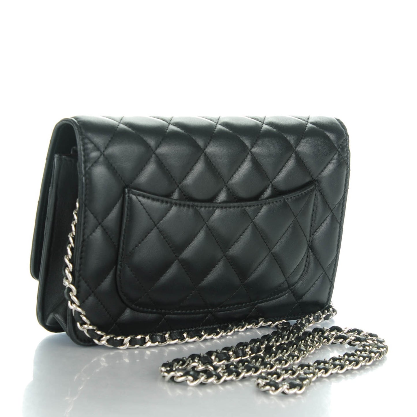 Lambskin Quilted Wallet On Chain WOC Black