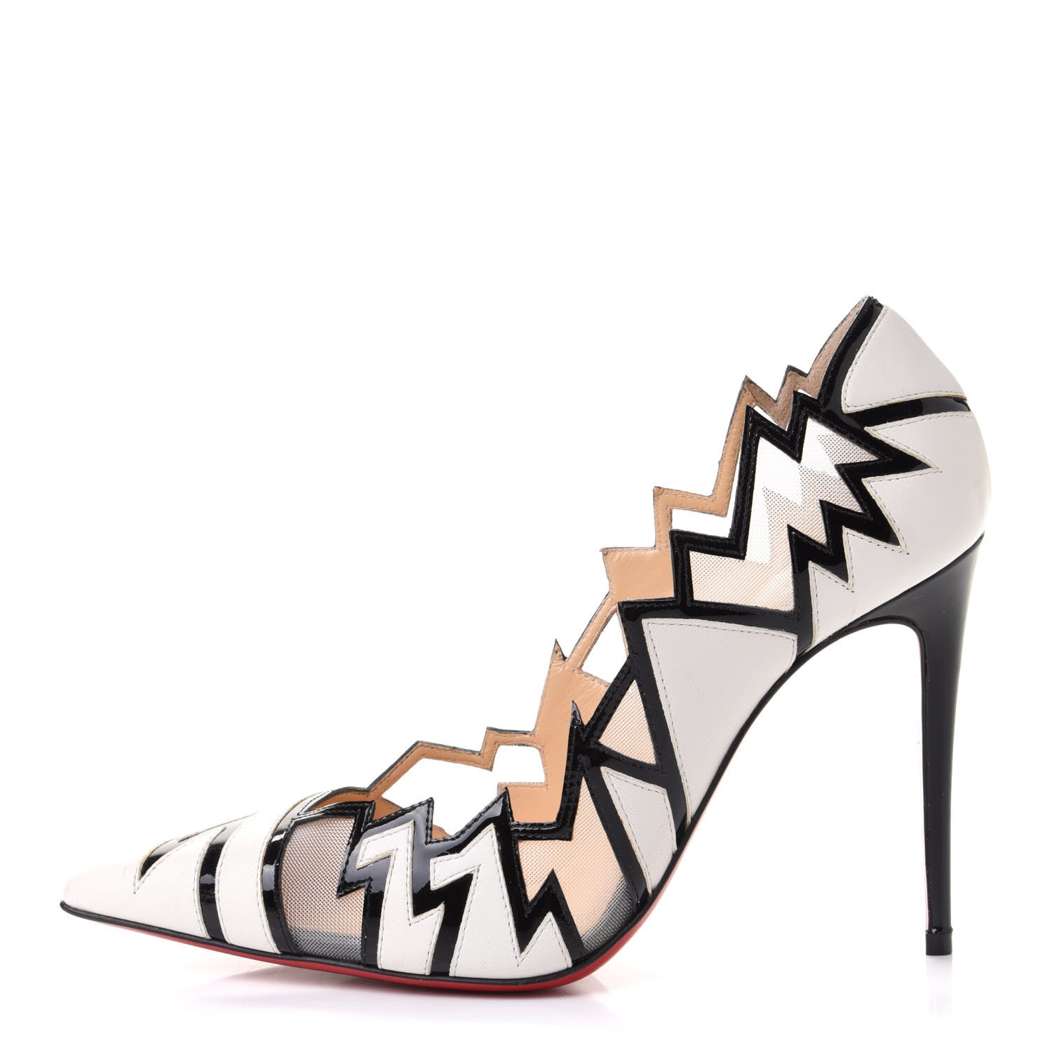 Christian Louboutin Shiny Nappa Patent Explorete 100 Pumps 36 White Black 1 of 7