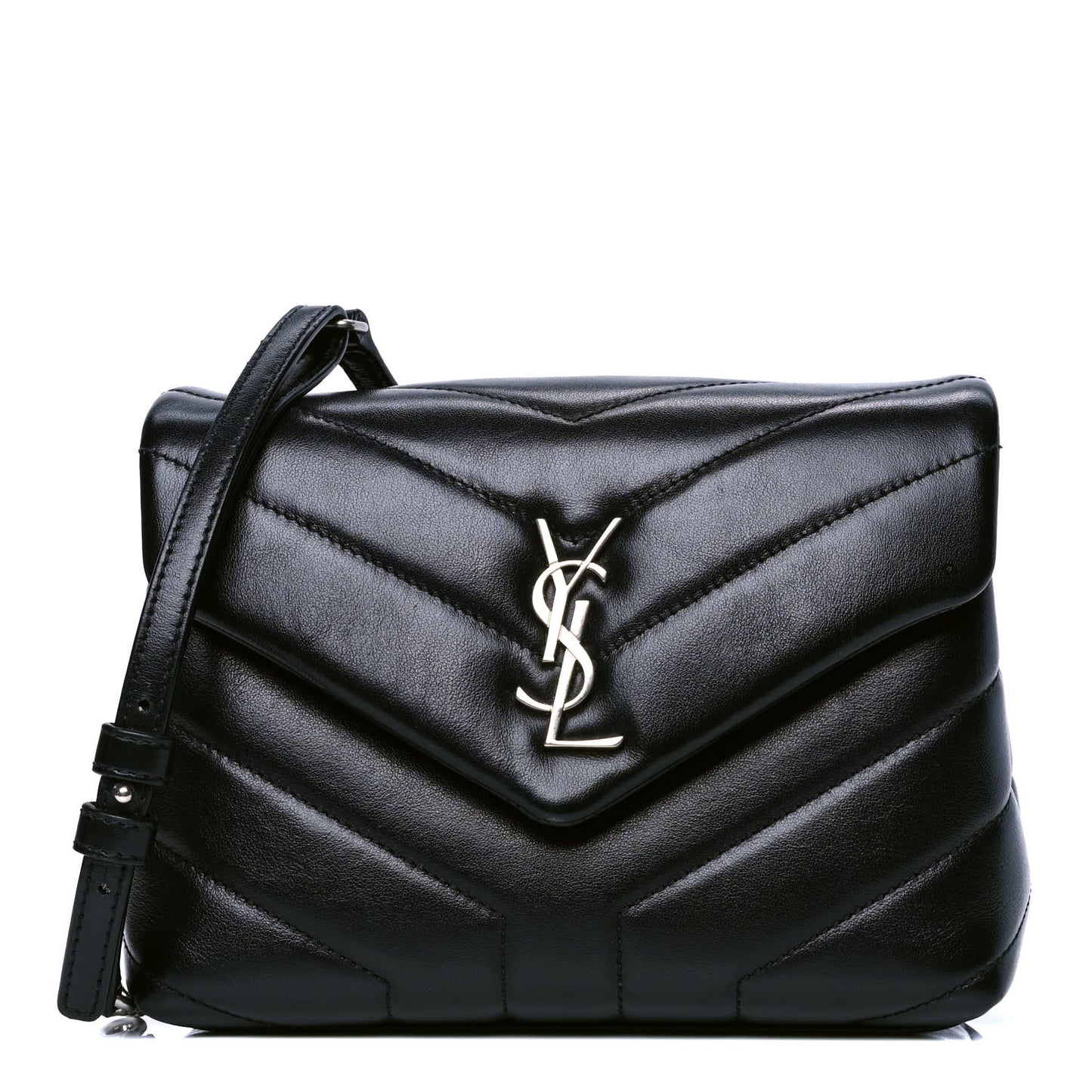 Calfskin Y Quilted Monogram Toy Loulou Crossbody Bag Black