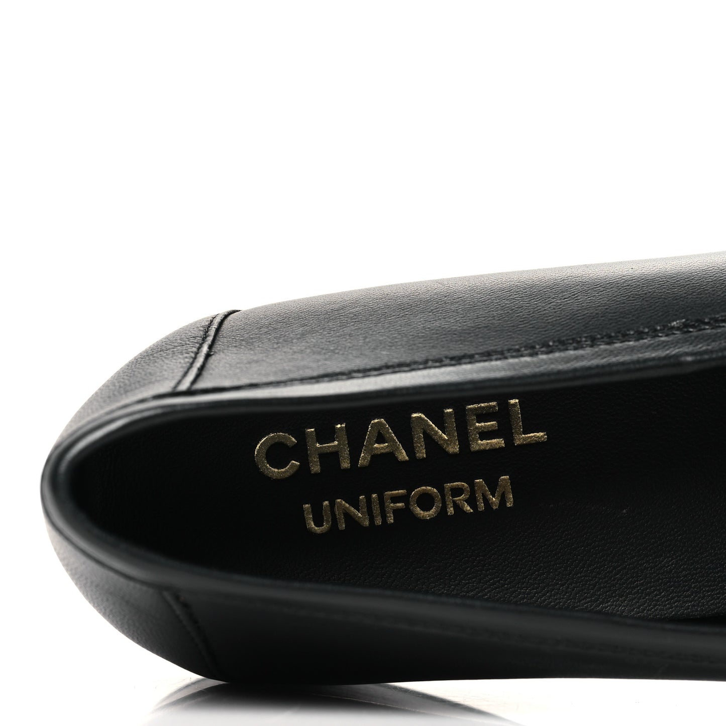 Calfskin Womens Stitched CC Loafers 39 Black