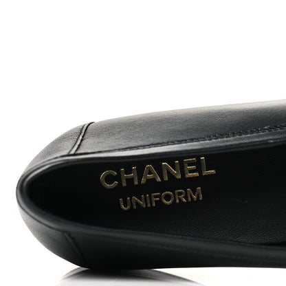 Chanel Calfskin Womens Stitched CC Loafers 39 Black 8 of 10